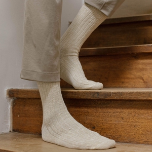 Chaussettes chinées homme beige