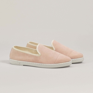 Chausson femme cuir, rose