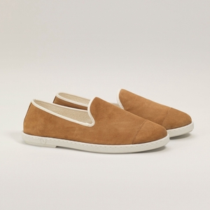 Chausson homme cuir, camel