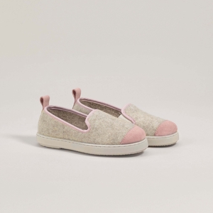 Chausson Enfants laine recyclée, beige rose pâle