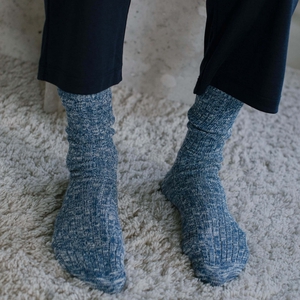 Chaussettes chinées homme bleu