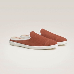 Mule lin recyclé homme, terracotta