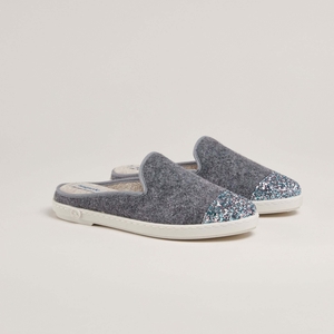 Mule laine recyclée, gris paillettes