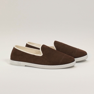 Chausson homme cuir, mocha