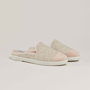 Mule laine recyclée, beige rose pâle