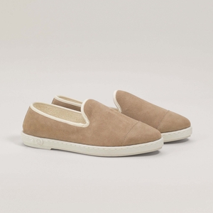 Chausson femme cuir, taupe