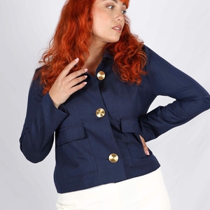 Veste courte bleu marine femme chic Virginie