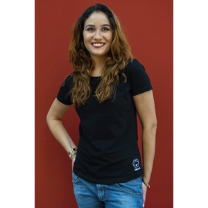VM ♻ T-shirt Femme col rond noir en coton BIO (vêtements moches)