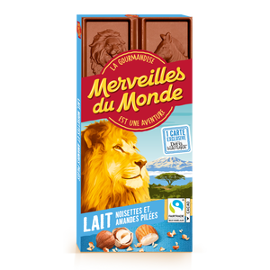 Tablette chocolat Lait, noisettes et amandes pilées - 100g