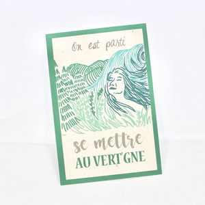 Se mettre au vert'gne - carte postale avec jeu de mot