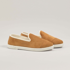 Chausson femme cuir, camel