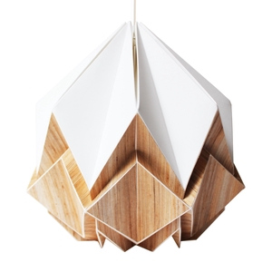 Suspension Origami en Ecowood et Papier Blanc  - Taille S